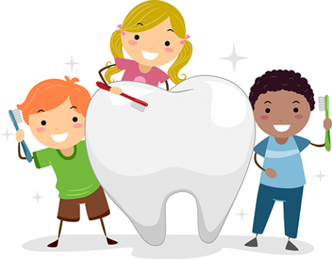 Children with tooth illustration for children’s dentistry in Lilburn, GA